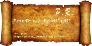Petrányi Renátó névjegykártya